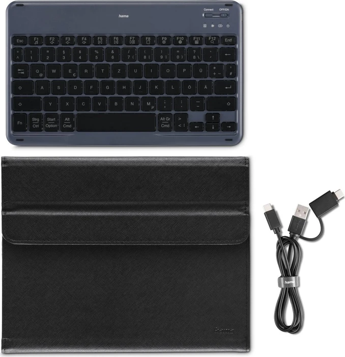Hama Travel 500 Tablet-Tastatur, schwarz, mit Schutzhülle für 7"-11" Tablets, Bluetooth, DE