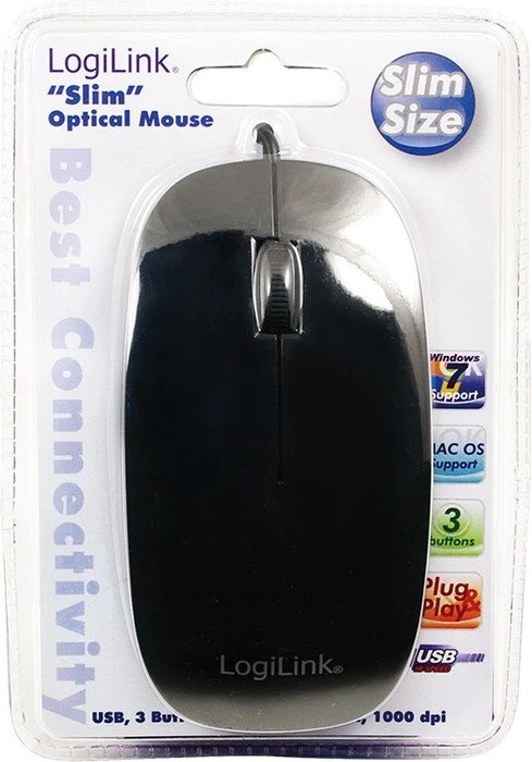 LogiLink Optical flat Mouse schwarz, USB