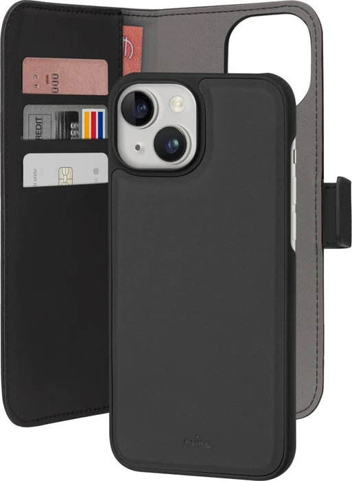Puro Wallet Detachbale 2 in 1 Case für Apple iPhone 15 schwarz