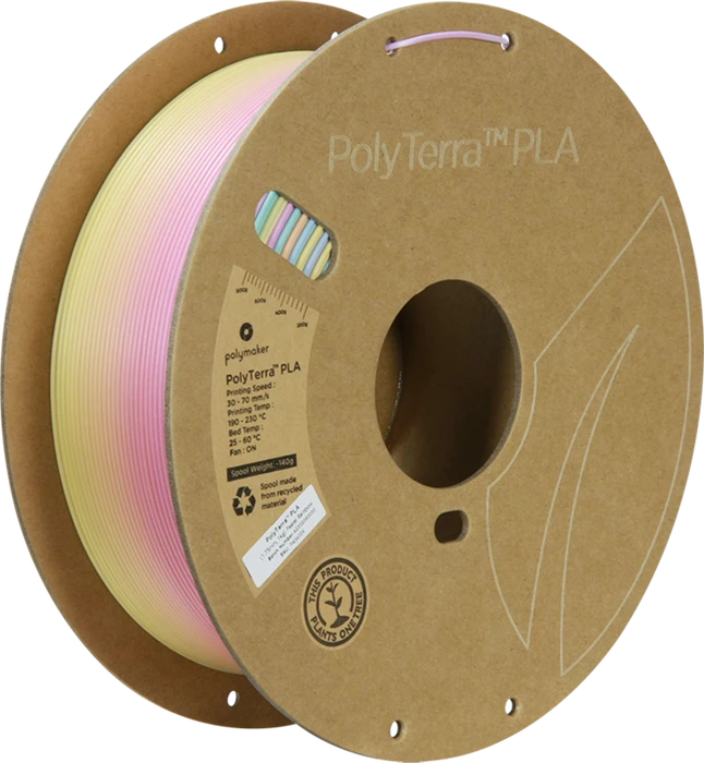 Polymaker PolyTerra Gradient PLA, Pastel Rainbow, Spule, 1.75mm, 1.00kg