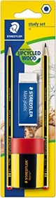 Staedtler Noris 120 Bleistift HB graphit, schwarz/gelb, Radierer, Anspitzer, 2er-Pack