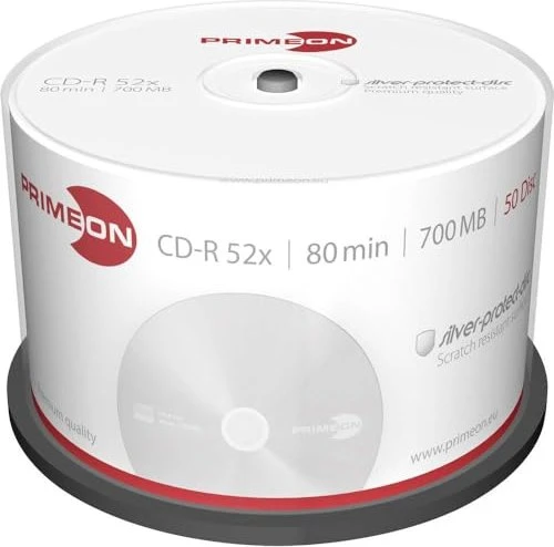 Primeon silver-protect-disc CD-R 80min/700MB, 52x, 50er Spindel, silver