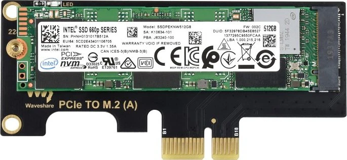 Waveshare PCIe -> M.2 Adapter, PCIe 1x