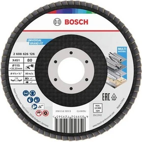 Bosch Professional X451 Fächerschleifscheibe T27 K80, 115x22.23mm, 15 Stück