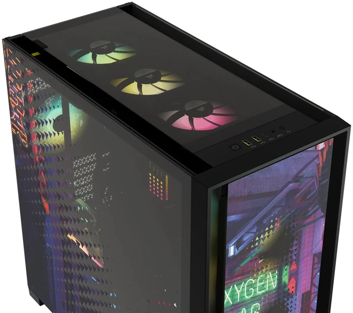 Corsair iCue 5000X RGB Signature Series Neon Night, schwarz, Glasfenster