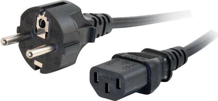C2G Kaltgeräte Netzkabel, Schutzkontakt auf Kaltgerätestecker C13, schwarz, 3m