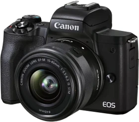Canon EOS M50 Mark II schwarz mit Objektiv EF-M 15-45mm 3.5-6.3 IS STM und EF-M 55-200mm 4.5-6.3 IS STM