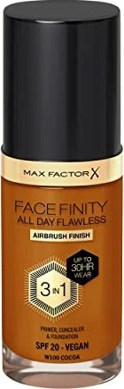 Max Factor Facefinity All Day Flawless Foundation W100 cocoa LSF20, 30ml