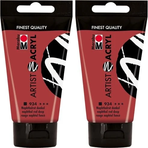 Marabu Artist Acryl Acrylfarbe, naphtholrot dunkel, 75ml