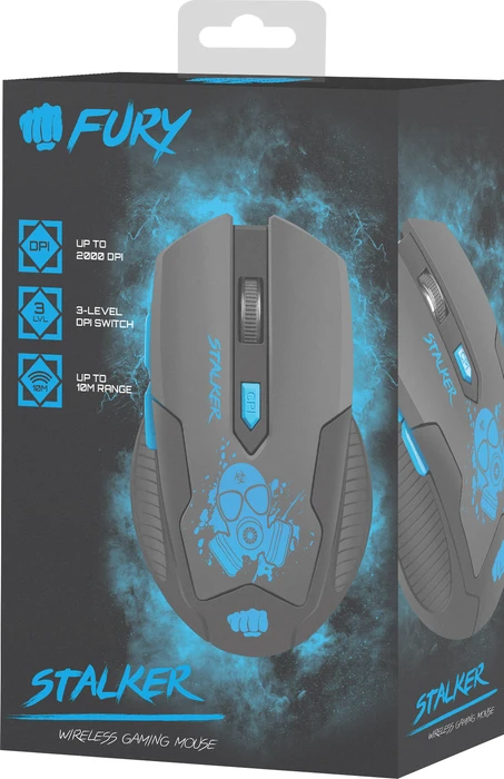 Natec Fury Stalker Wireless Gaming Mouse dunkelgrau/blau, USB