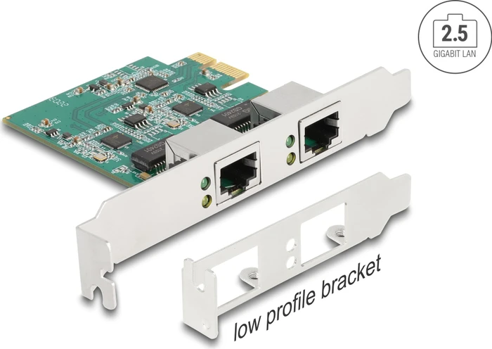 DeLOCK 2x 2.5G LAN-Adapter, RJ-45, PCIe 2.1 x1, RTL8125