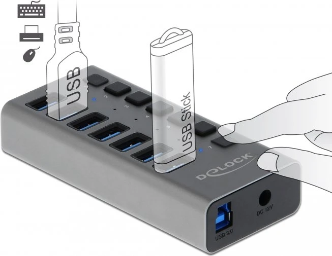DeLOCK USB-Hub, 7x USB-A 3.0, USB-B 3.0 [Buchse]