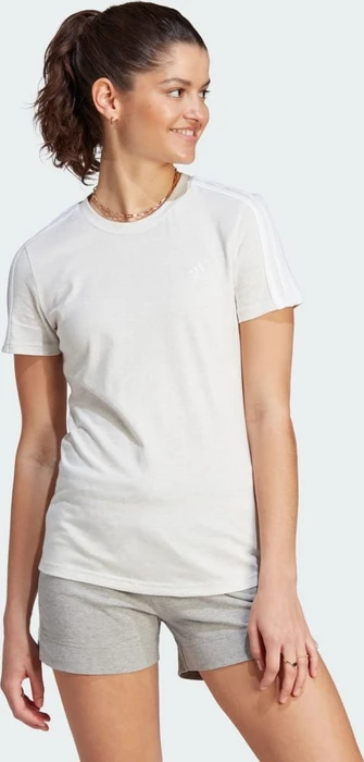 adidas Loungewear Essentials Slim 3 Streifen T-Shirt kurzarm off white/white (Damen)