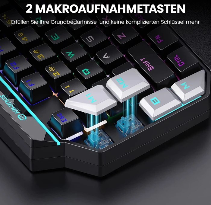 Hiwings HI300 RGB One Handed Mechanical Gaming Keyboard, schwarz, Gaote Outemu BLUE, USB-A