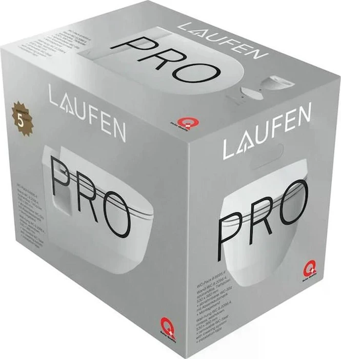 Laufen Pro Pack Wand-WC H820964, Tiefspüler, mit Nischen, spülrandlos, mit Sitz mit Deckel mit Absenkautomatik