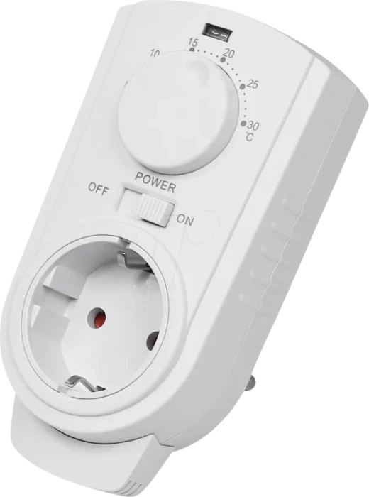 McPower TCU-330 Steckdosen-Thermostat mit Schalter, 1-fach, weiß
