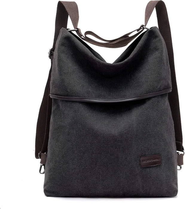 Ruschen Rucksack Umhängetasche matte black