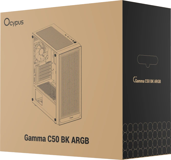 Ocypus Gamma C50 ARGB, schwarz, Glasfenster