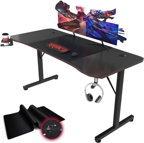Devoko Gaming Schreibtisch 160x60cm schwarz/schwarz