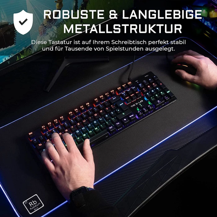 The G-Lab Keyz Carbon V3 Gaming Tastatur, LEDs RGB, BLUE Switches, USB, DE