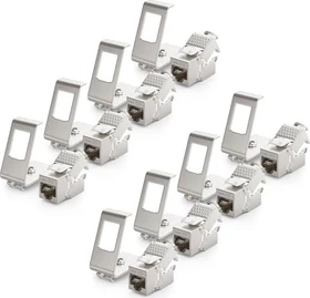deleyCON Keystone Modul RJ-45 Buchse via Verlegekabel, Cat6a, STP, inkl. 1-Port Hutschienenadapter, 8er-Pack