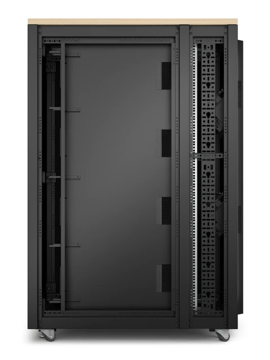 APC NetShelter 19" Netzwerkschrank 32HE, vormontiert, eigenbelüftet, Blechtür, schallgedämmt, Ahorn, 1134mm tief
