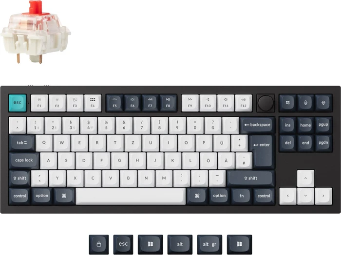 Keychron Q3 Max, Carbon Black, TKL, LEDs RGB, hot-swap, Gateron Jupiter RED, USB/Bluetooth, DE
