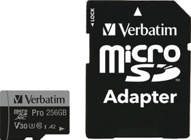 Verbatim Pro U3 R100/W90 256GB Kit, UHS-I U3, A2, Class 10