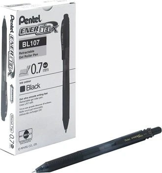 Pentel EnerGel X BL107 0.7mm/0.35mm Gelroller schwarz/transparent, 12er-Pack