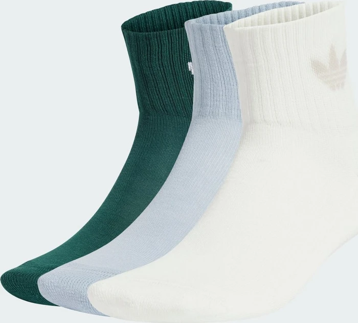 adidas Mid-Cut Crew Socken off white/collegiate green/wonder blue, 3 Paare
