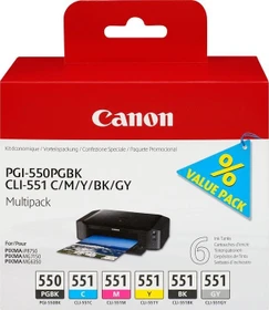 Canon Tinte PGI-550PGBK/CLI-551 Multipack schwarz/dreifarbig mit grau