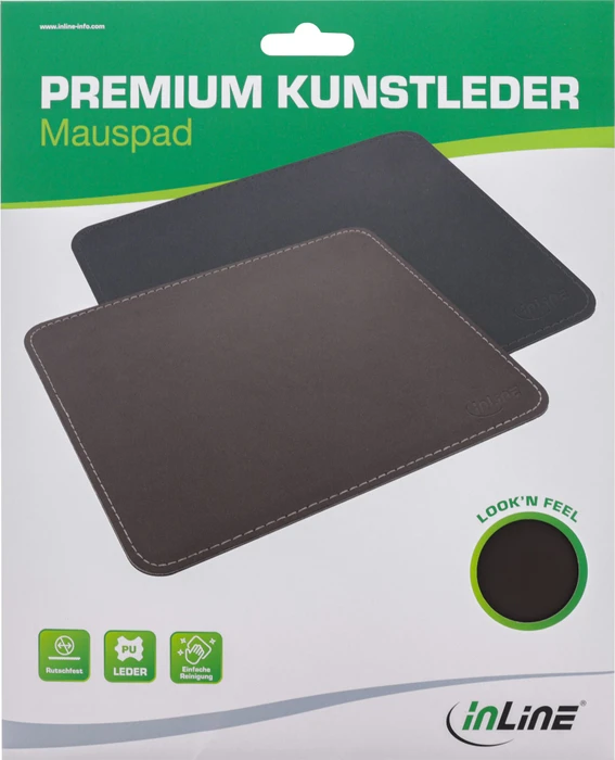 InLine Premium Kunstleder Mauspad, 255x240mm, braun