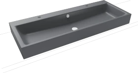 Kaldewei Puro Aufsatz-Doppelwaschtisch 120x46cm mit Überlauf, 2x1 Hahnlochbohrung, Perl-Effekt, cool grey 70