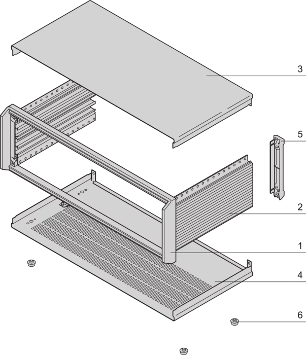nVent Schroff PropacPRO 19" Desktop-Gehäuse 2HE, ungeschirmt, 42TE, IP20, 266mm tief
