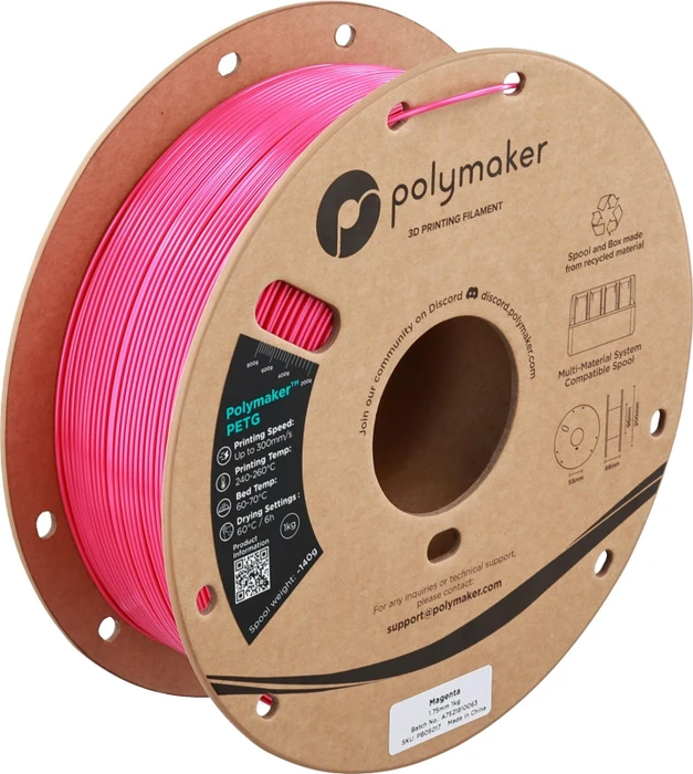Polymaker PolyLite PETG, Magenta, Spule, 1.75mm, 1.00kg
