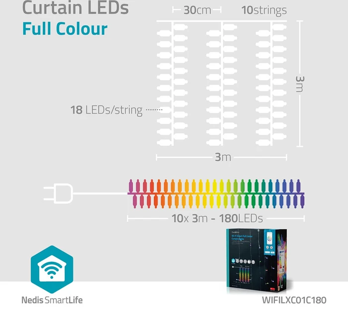 Nedis Smart Life Lichtervorhang LED 180x RGB