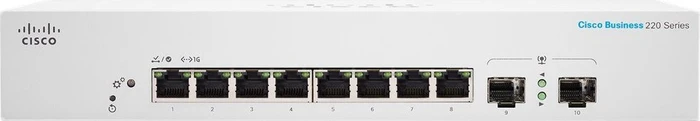Cisco Business 220 Desktop Gigabit Smart Switch, 8x RJ-45, 2x SFP