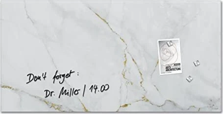 Sigel Artverum Glas-Magnetboard, Marble & Gold, 91x46cm