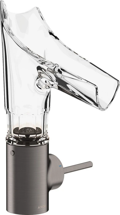 Hansgrohe Axor Starck V 140 Waschbeckenarmatur mit facettenschliff Glasauslauf brushed black chrome