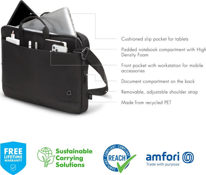 Dicota Slim Eco Motion 14-15.6" Notebooktasche, schwarz
