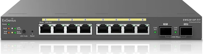 EnGenius Fit FitSwitch EWS29 Desktop Gigabit Managed Switch, 8x RJ-45, 2x SFP, 55W PoE