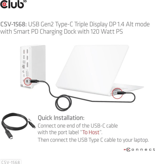 Club 3D Triple Display Smart PD Ladestation, USB-C 3.2 [Buchse]