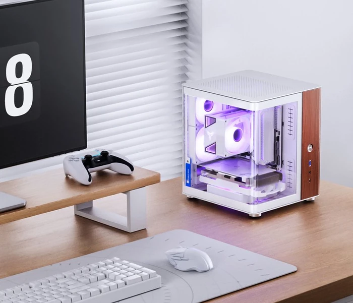 Jonsbo TK-0 White, weiß/braun, Glasfenster, Mini-ITX