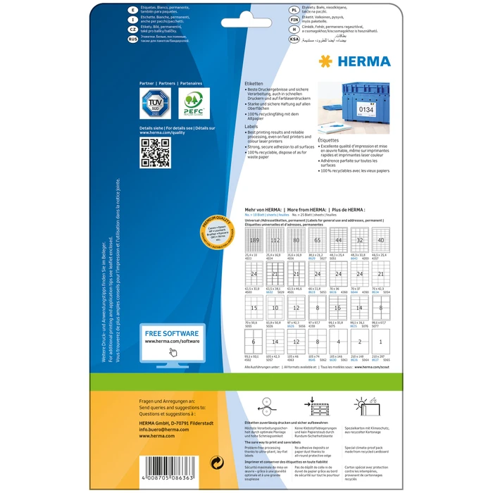 Herma Etiketten Premium, A5, weiß, matt, 10 Blatt (20 Etiketten)