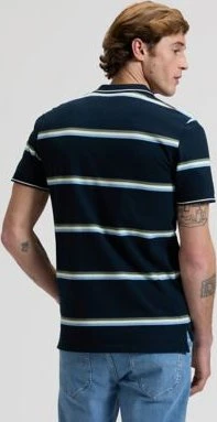 Lee Regular Pique Poloshirt kurzarm lime ice navy stripe (Herren)