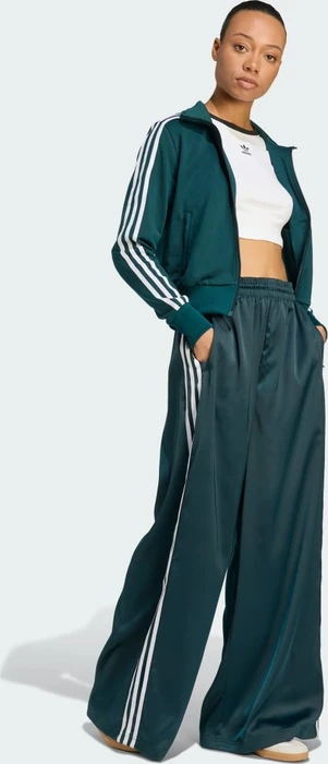 adidas Adicolor Satin Wide Leg Trainingshose lang aurora ivy/white (Damen)