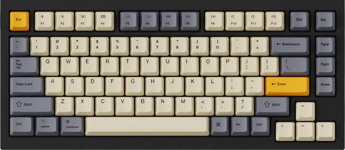 Keychron Q1/Q2/K2 OEM Dye-Sub Keycap-Set Wheat Gray, Kunststoff (PBT), Wheat Gray, gelb/grau/beige, 97 Tasten (83+14), ANSI-US