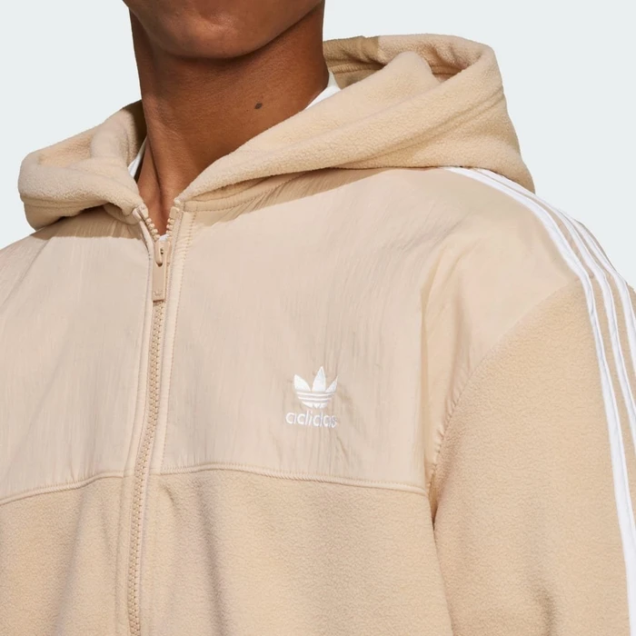 adidas Adicolor 3-Streifen Teddy Fleece Hoodie magic beige (Herren)