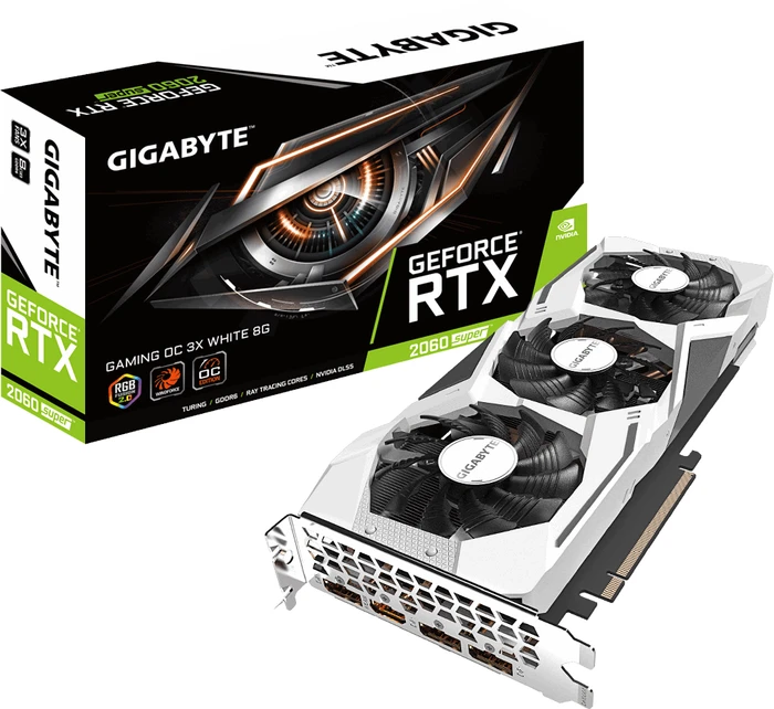 GIGABYTE GeForce RTX 2060 SUPER Gaming OC 3X White 8G (Rev. 2.0), 8GB GDDR6, HDMI, 3x DP