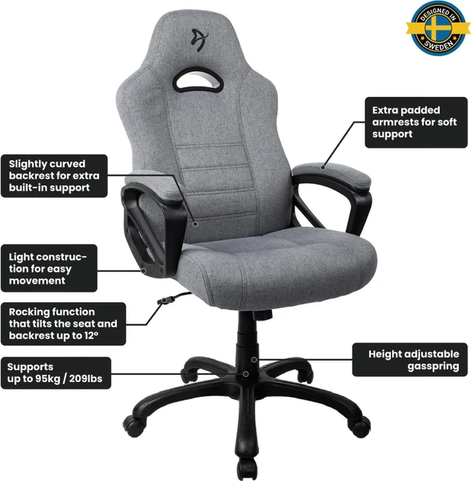 Arozzi Enzo Woven Fabric Gamingstuhl, grau